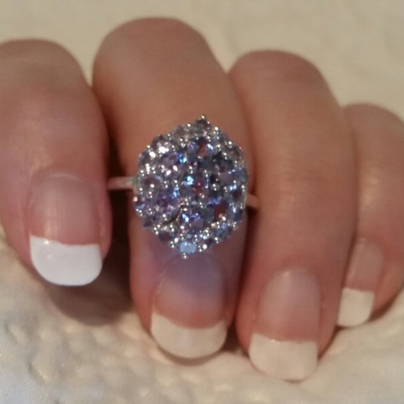 Designer Jewelry - 2.31ctw Cluster Genuine Tanzanite Size 7 Ring